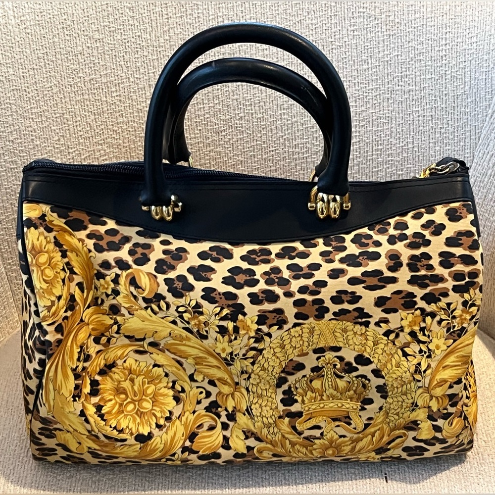 Authentic Gianni Versace Leopard Print Satchel (B… - image 5